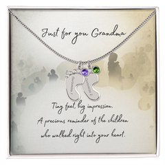 Tiny Feet Necklace with Birthstone - For Grandma