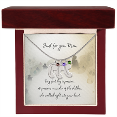 Tiny Feet Necklace with Birthstone - For Mom